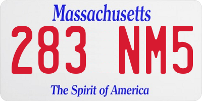 MA license plate 283NM5