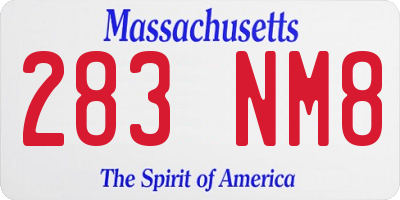 MA license plate 283NM8