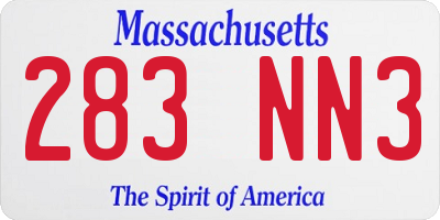 MA license plate 283NN3