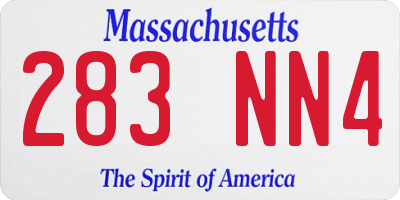 MA license plate 283NN4