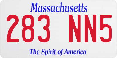 MA license plate 283NN5