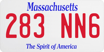 MA license plate 283NN6
