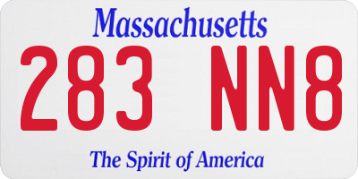 MA license plate 283NN8