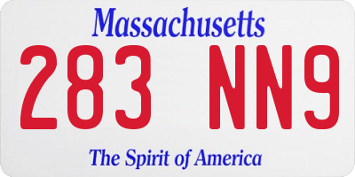 MA license plate 283NN9