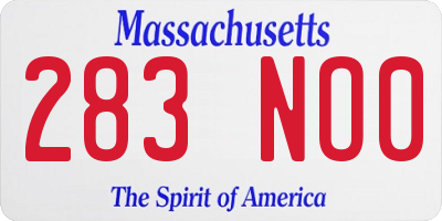 MA license plate 283NO0