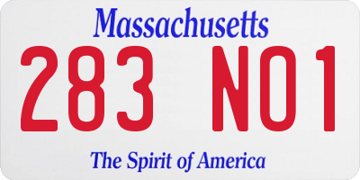 MA license plate 283NO1