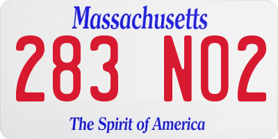 MA license plate 283NO2
