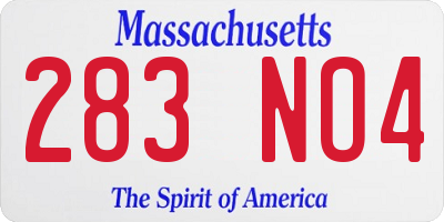 MA license plate 283NO4
