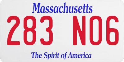MA license plate 283NO6