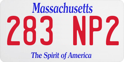 MA license plate 283NP2