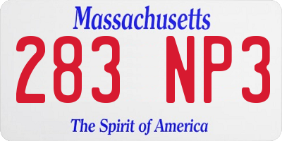 MA license plate 283NP3
