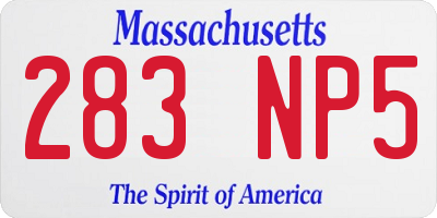 MA license plate 283NP5