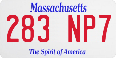 MA license plate 283NP7