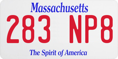 MA license plate 283NP8