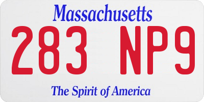 MA license plate 283NP9