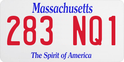 MA license plate 283NQ1
