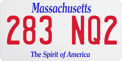 MA license plate 283NQ2
