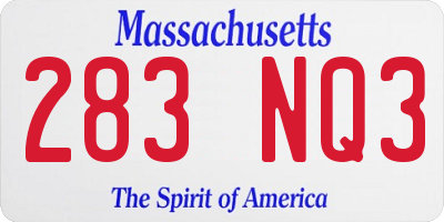 MA license plate 283NQ3