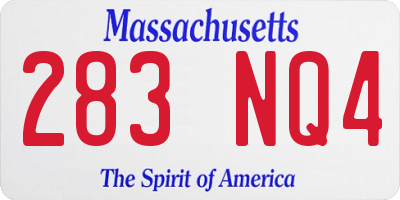 MA license plate 283NQ4