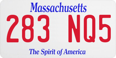 MA license plate 283NQ5