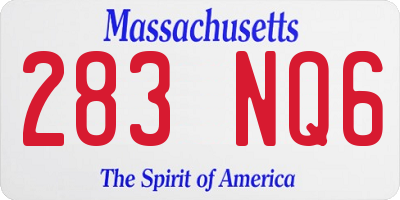 MA license plate 283NQ6