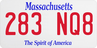 MA license plate 283NQ8