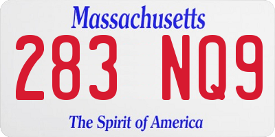 MA license plate 283NQ9