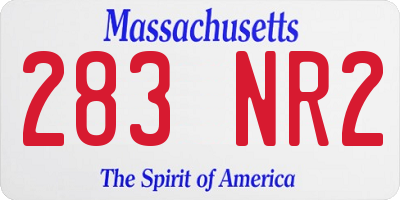 MA license plate 283NR2