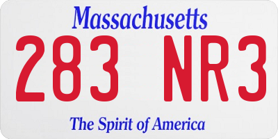 MA license plate 283NR3