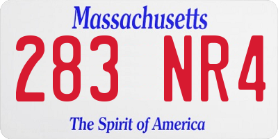 MA license plate 283NR4