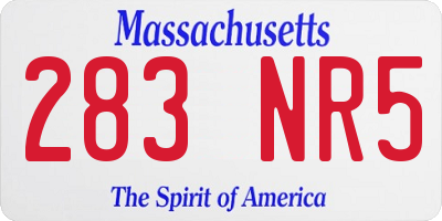 MA license plate 283NR5