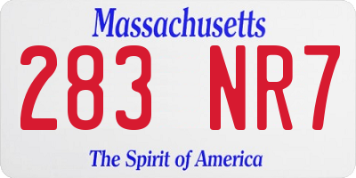 MA license plate 283NR7