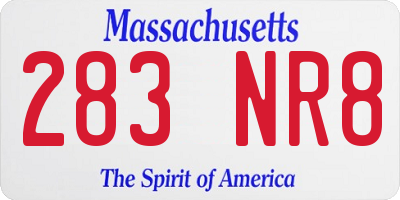 MA license plate 283NR8