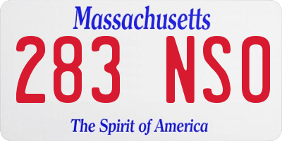 MA license plate 283NS0