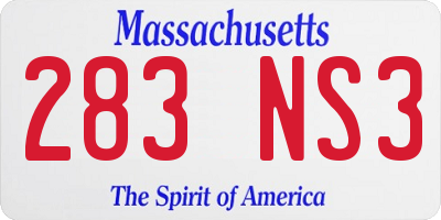 MA license plate 283NS3