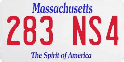 MA license plate 283NS4