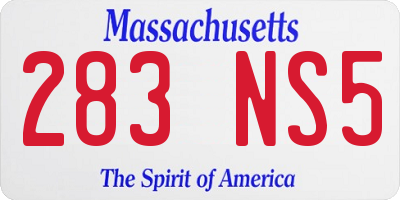 MA license plate 283NS5
