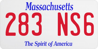 MA license plate 283NS6