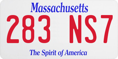 MA license plate 283NS7