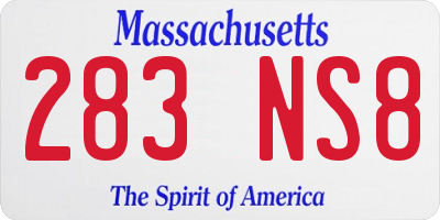 MA license plate 283NS8