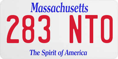 MA license plate 283NT0