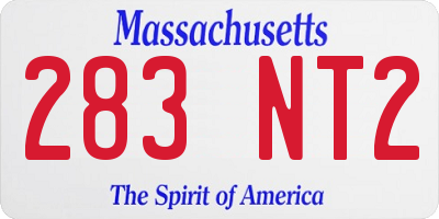 MA license plate 283NT2