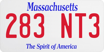 MA license plate 283NT3