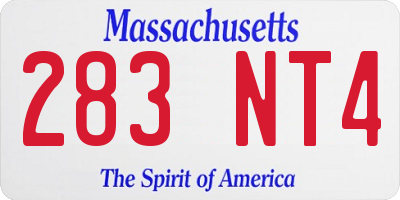 MA license plate 283NT4