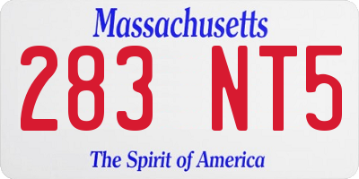 MA license plate 283NT5
