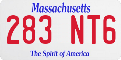 MA license plate 283NT6