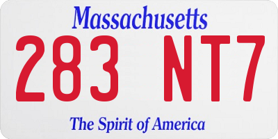 MA license plate 283NT7