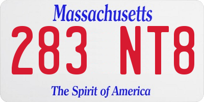 MA license plate 283NT8