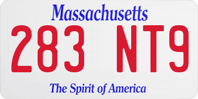 MA license plate 283NT9