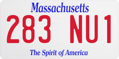 MA license plate 283NU1